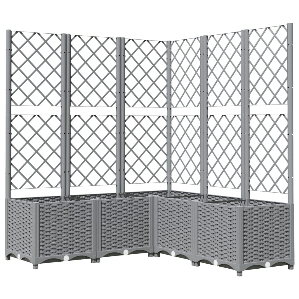 Jardiniera de gradina cu spalier gri deschis 120x120x136 cm PP — imaginea 2