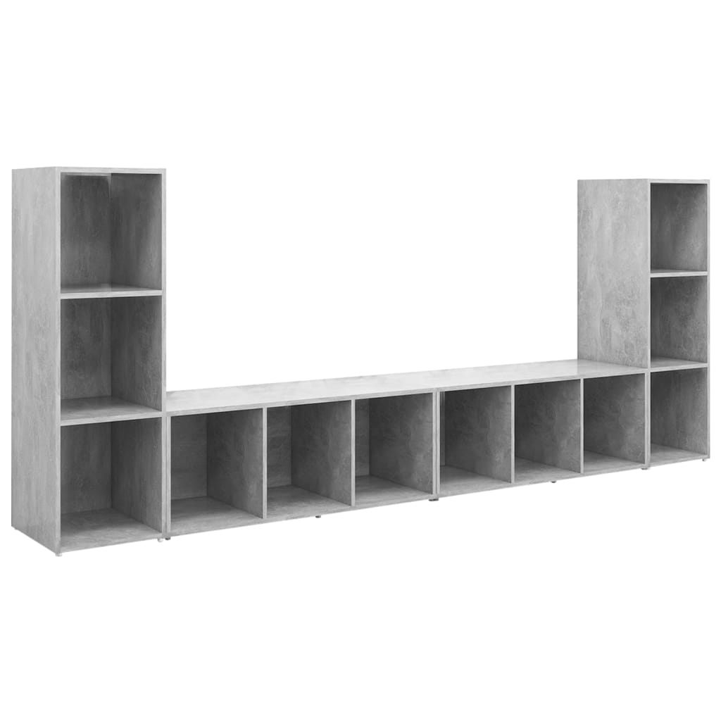 Dulapuri TV, 4 buc., gri beton, 107x35x37 cm, lemn prelucrat — imaginea 2