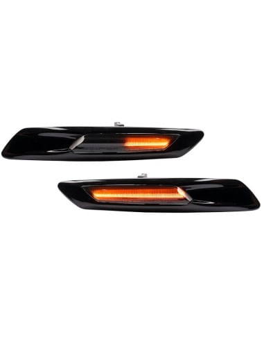 Set 2 Semnalizari Negre Aripa LED Dinamice secventiale cu sticla fumurie pentru BMW F10, F11, F07 fara facelift - 2 | YEO
