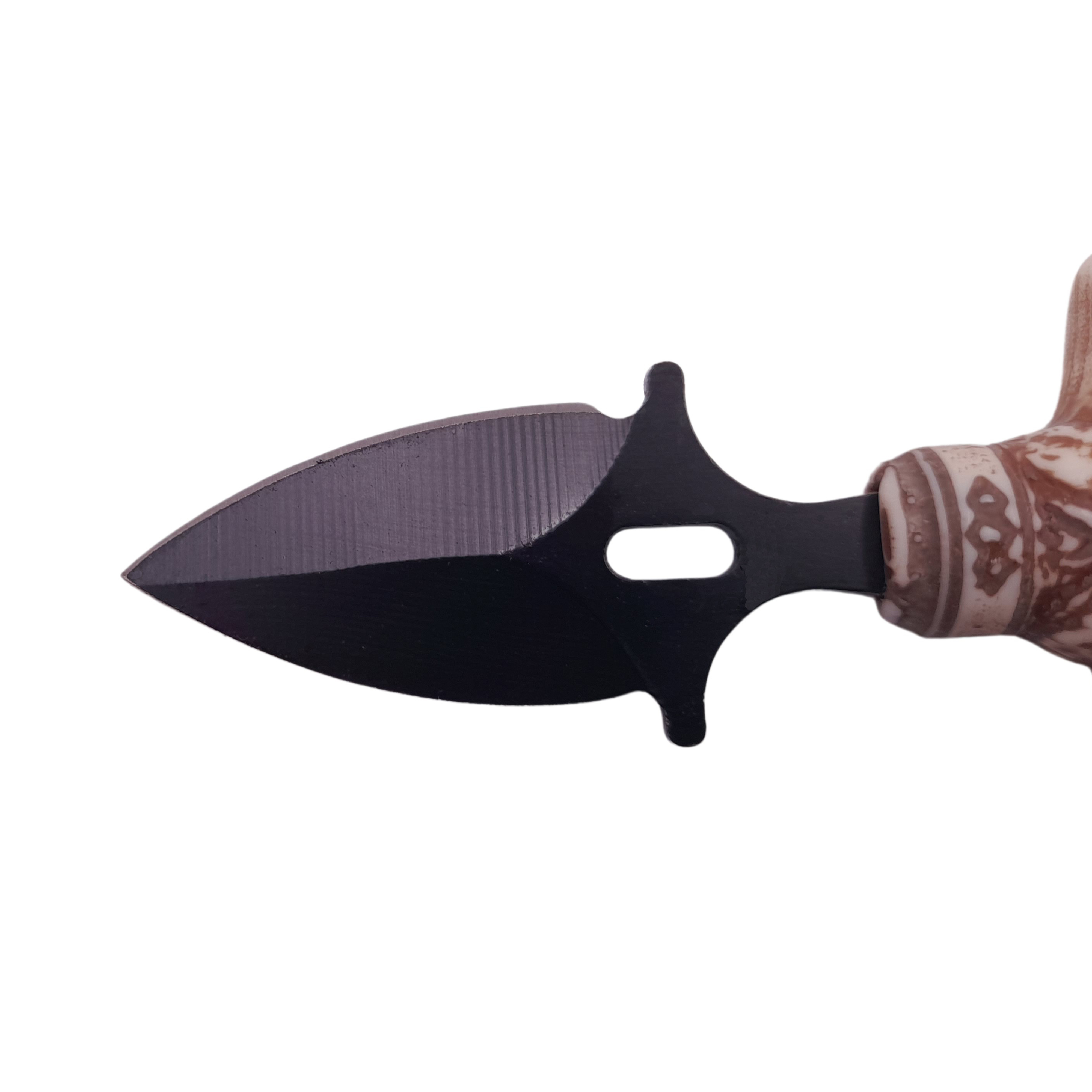 Cutit tactic de vanatoare DEPOX®, Shaman Goddess, 8.5 cm, negru, teaca cu prindere curea — imaginea 5