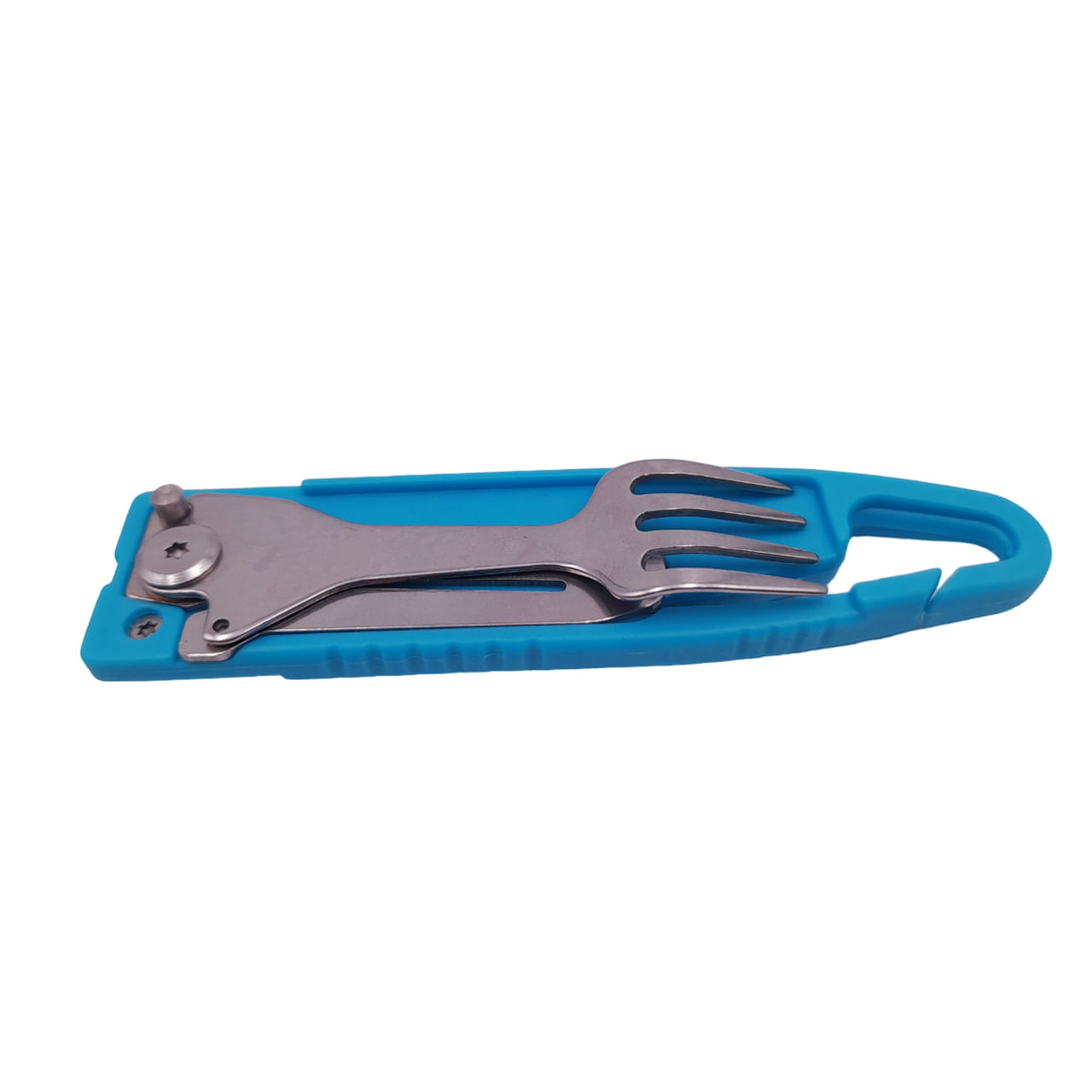 Set tacamuri pentru camping si drumetii IdeallStore®, cutit si furculita, tip briceag, 16 cm, albastru - 4 | YEO