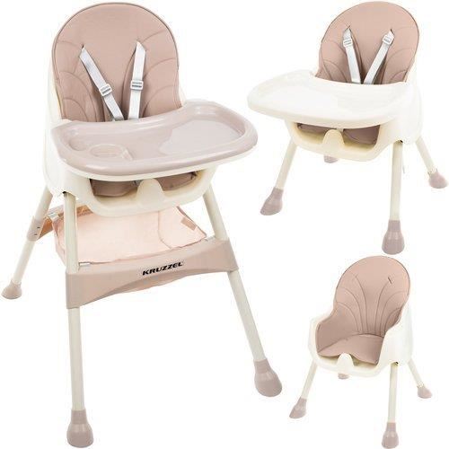 Scaun de masa pentru bebelusi, 3 in 1, roz, max 20 kg, 60x75x92 cm, Kruzzel — imaginea 2