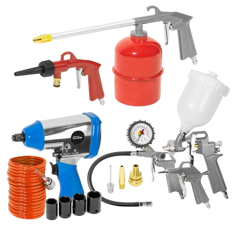 Set compresor cu doi cilindri 405 10 50 Guede 71177, 2200 W, 50 l, 10 bari, 15 piese — imaginea 3