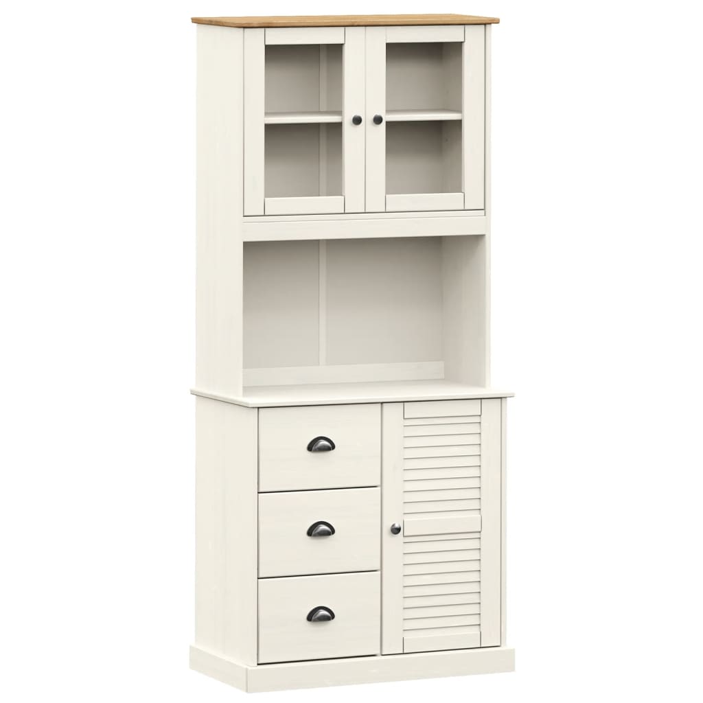 Dulap inalt VIGO, alb, 78x40x175 cm, lemn masiv de pin, model cu 1 ușă — imaginea 2