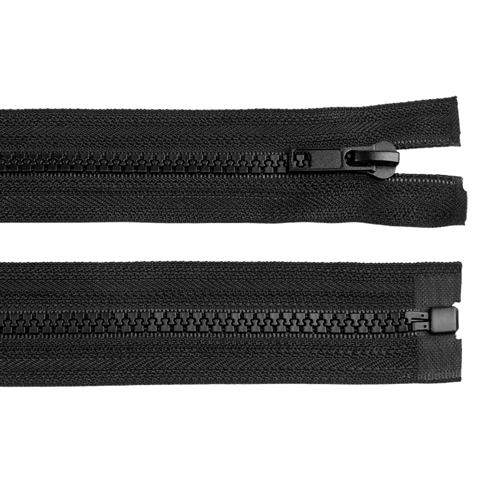 Fermoar plastic detasabil,cursor metalic, lungime 200 cm Negru