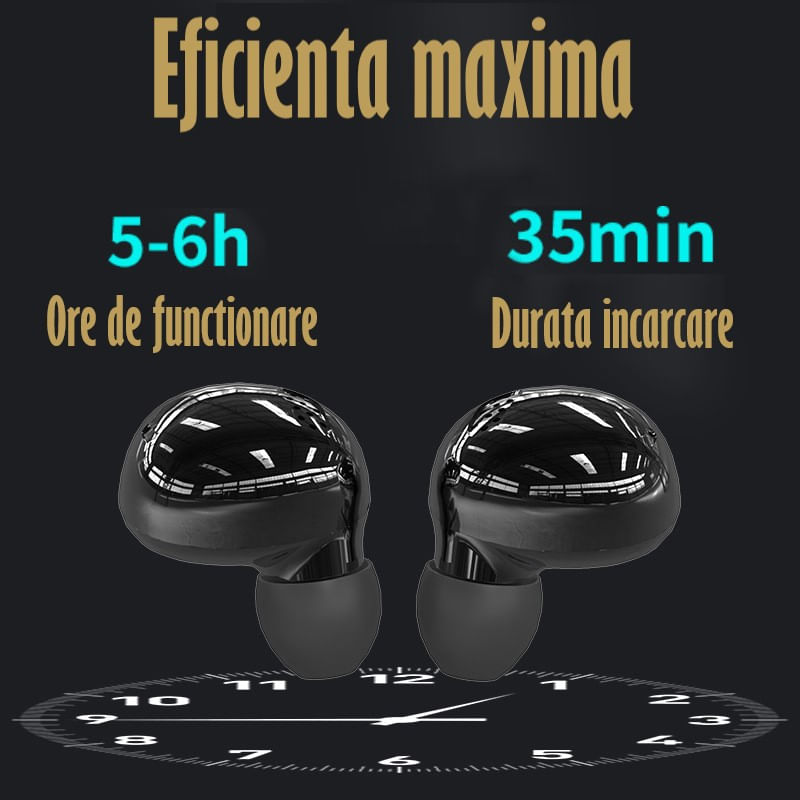 Casti Audio Wireless fara fir, Bluetooth 5.1, tip Earbuds cu Control Touch,Microfon,Noise Cancelling,tip Earpods Telefon - 2 | YEO
