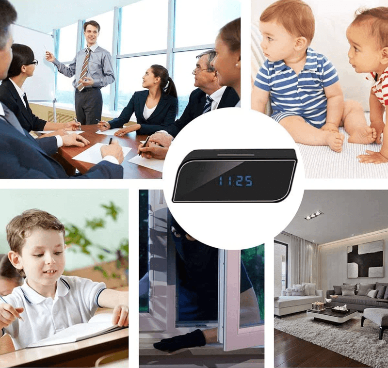 Mini camera Spy WI-FI IP Ascunsa in Ceas Desteptator,Microfon, Infrarosu, 1080P,Activare la Miscare,Micro SD 32GB Inclus