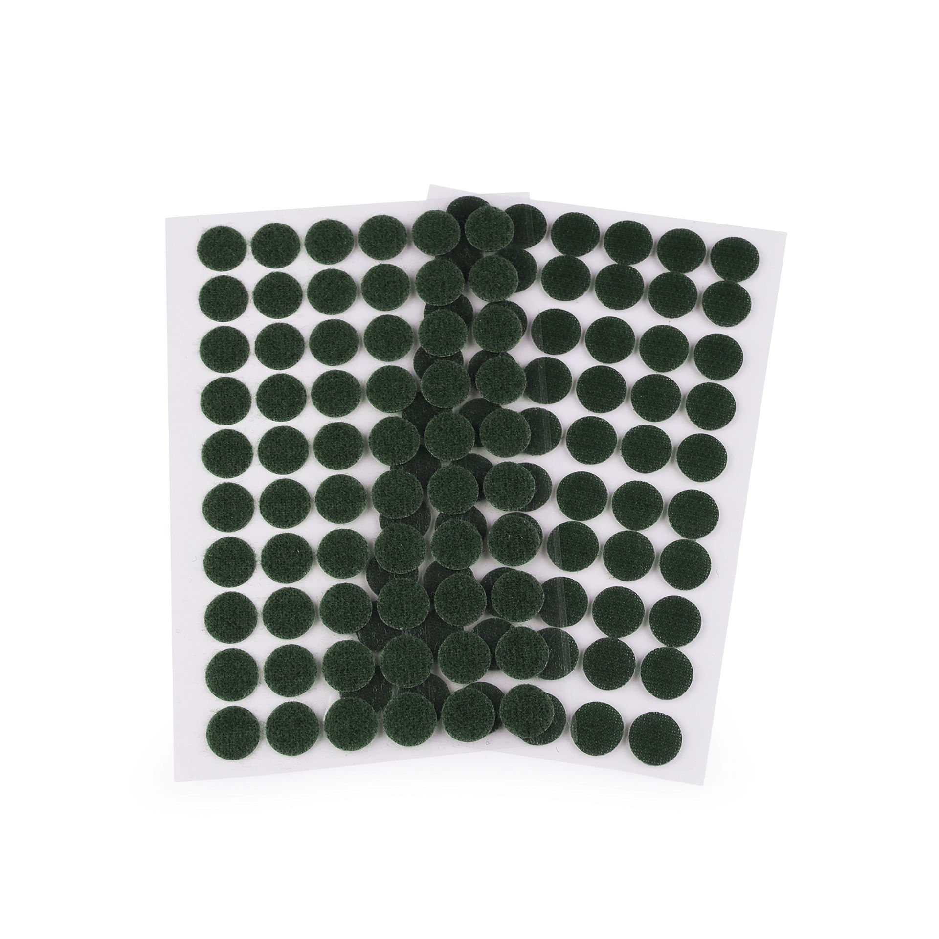 Set complet 60 buline arici autoadezive, puf si scai, 15 mm, Verde inchis