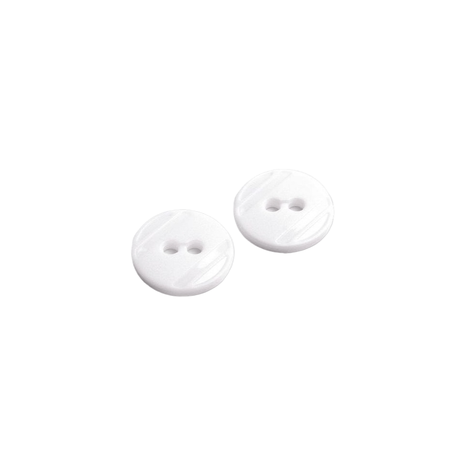 Set 25 nasturi plastic cu 2 gauri, diametru 15.2 mm, marimea 24" Albi