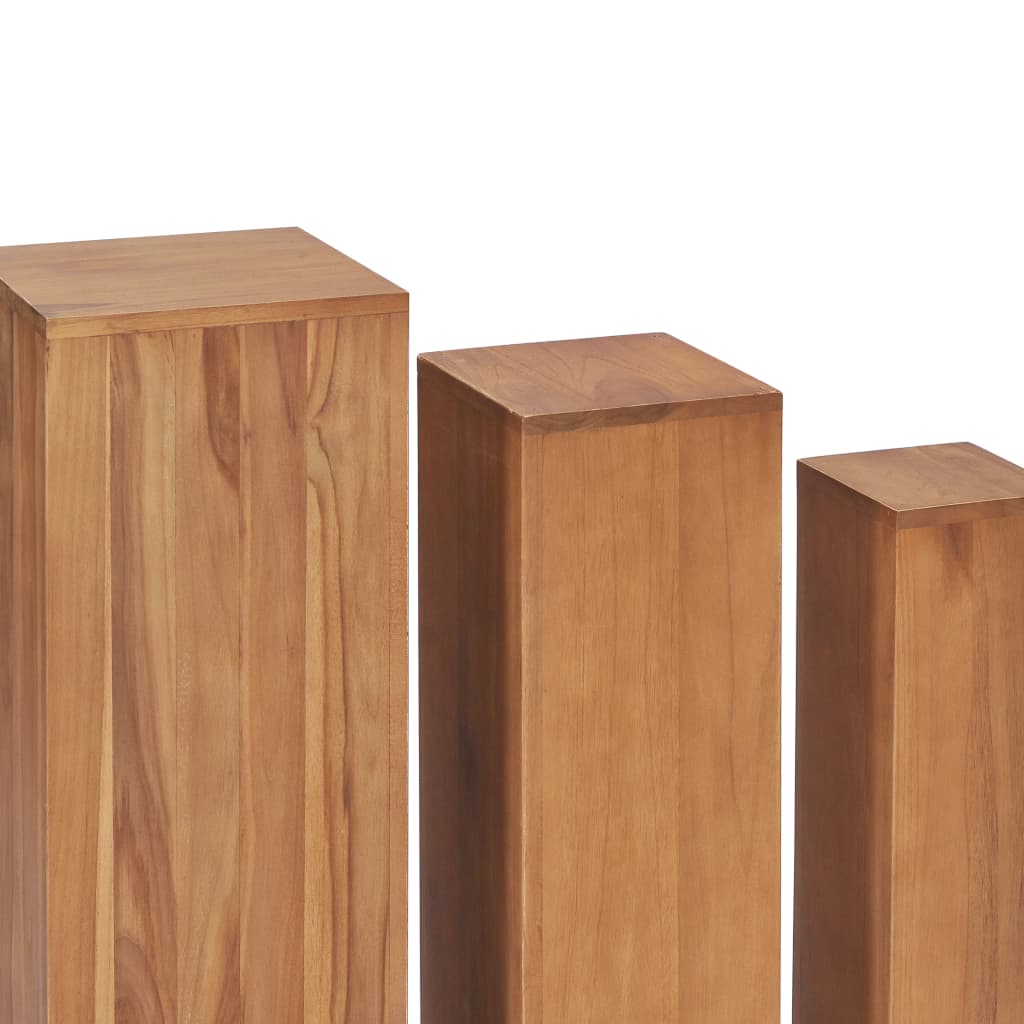 Set suporturi de plante, 3 piese, lemn masiv de tec — imaginea 4