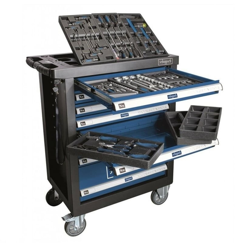 Carucior portabil cu scule TW1100 Scheppach 5909304901, 7 sertare, 70 piese — imaginea 2