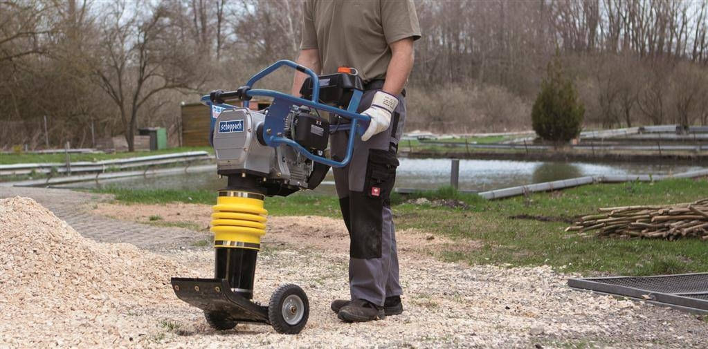 Mai compactor pe benzina cu aprindere electrica VS1000 Scheppach 3908301915, 6.5 Cp
