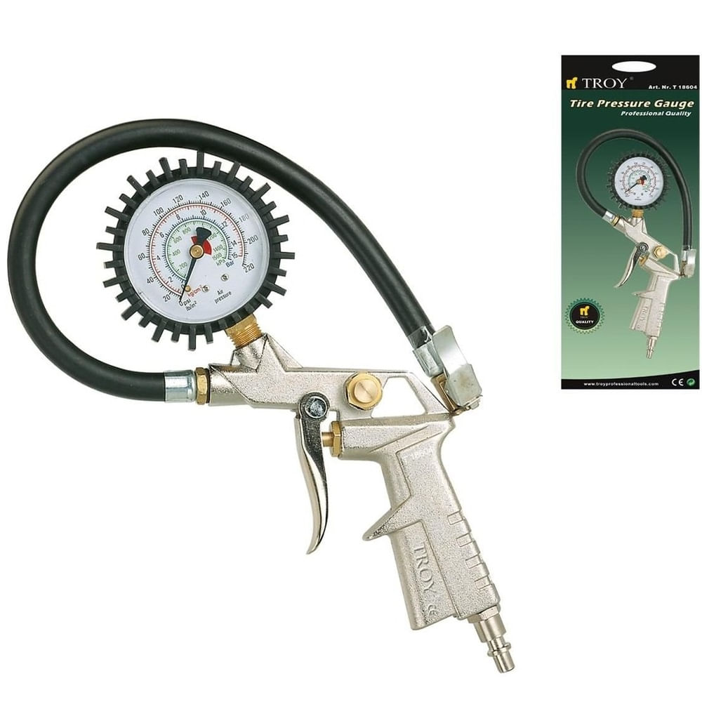 Pistol pentru umflarea anvelopelor cu manometru Troy 18604, 10 bari — imaginea 2