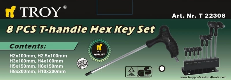 Set chei imbus Hex Troy 22308, Ø1.5 - 10 mm, 9 piese — imaginea 2