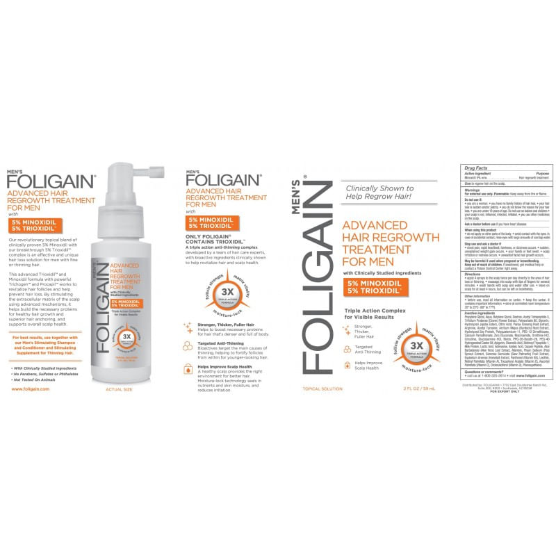 FOLIGAIN Regenerare par barbati 5% Minoxidil & 5% Trioxidil® (2oz) 59ml - 1 | YEO