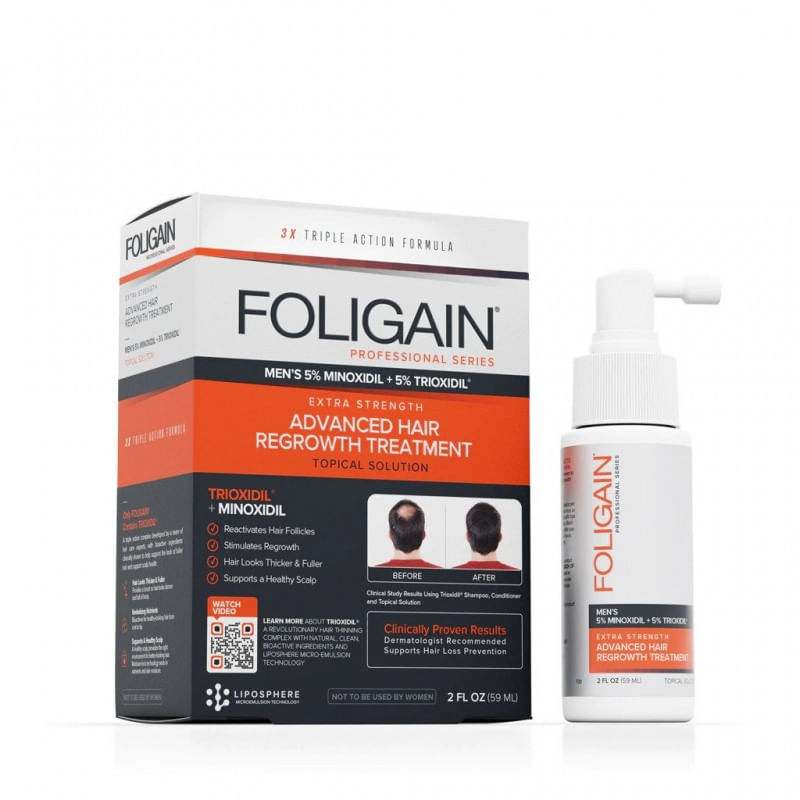 FOLIGAIN Regenerare par barbati 5% Minoxidil & 5% Trioxidil® (2oz) 59ml - 2 | YEO