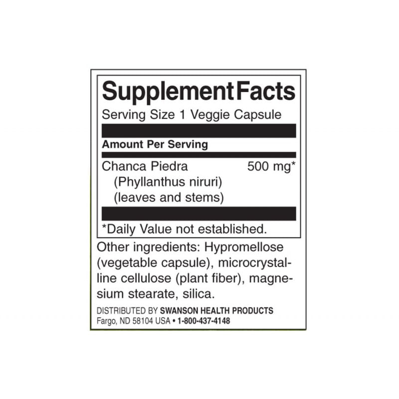 Swanson Chanca Piedra Phyllanthus Niruri, 500mg - 60 Capsule - 1 | YEO