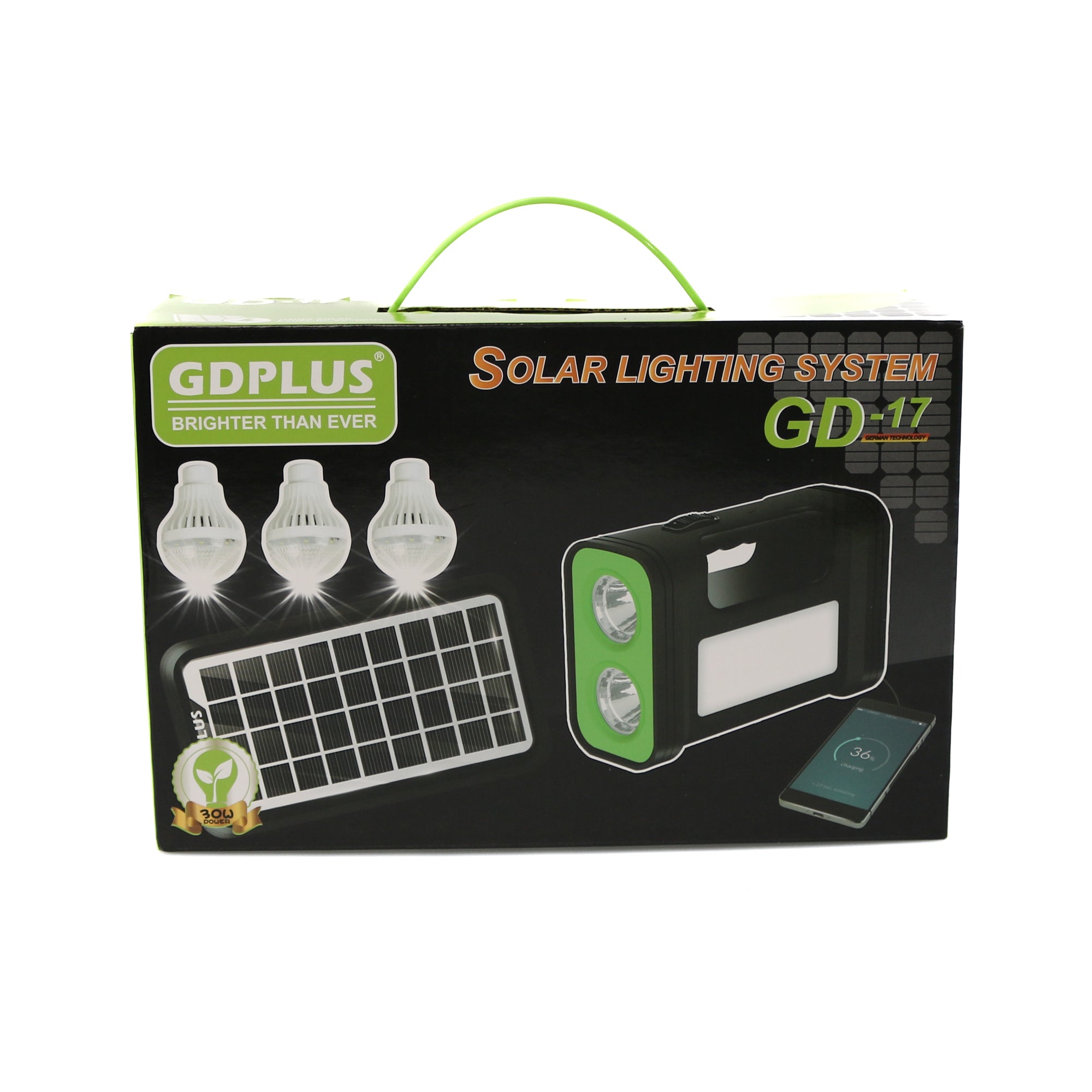 Sistem de iluminat solar GDPLUS, 3 becuri LED, cablu de incarcare 5-in-1, cablu de alimentare, GD-17 - 4 | YEO