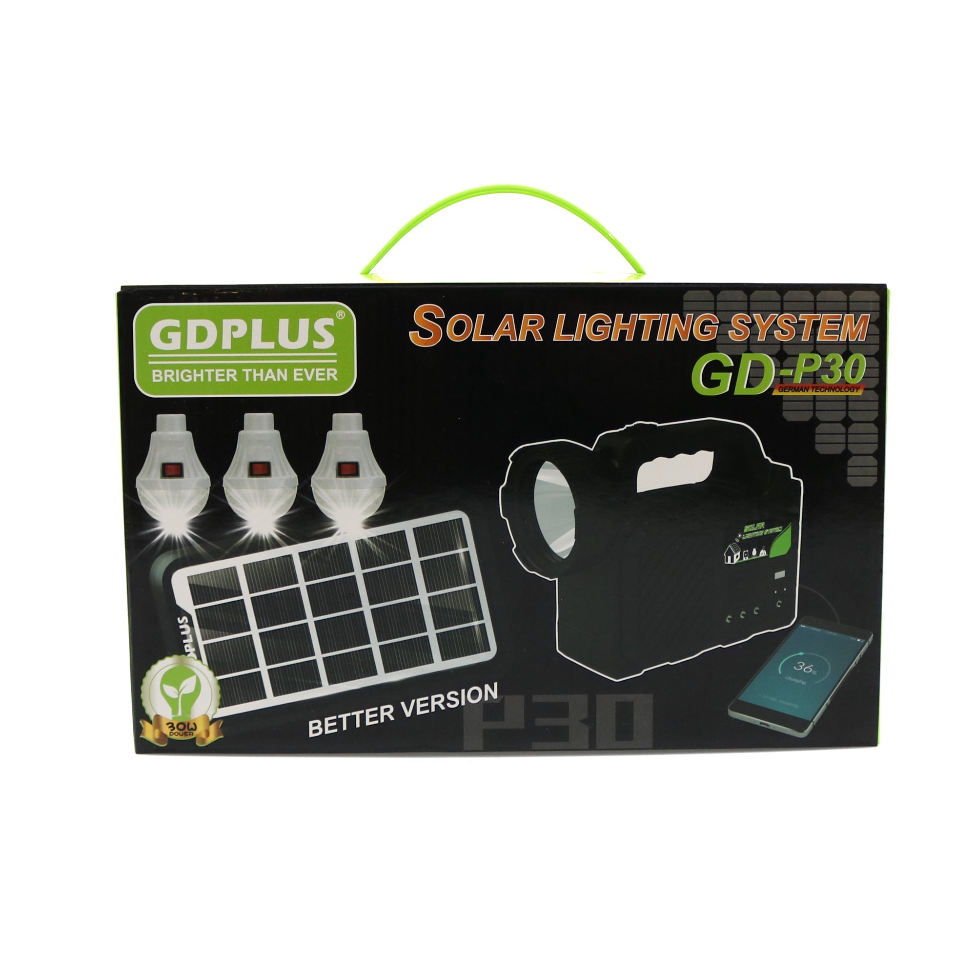 Sistem de iluminat solar GDPLUS, 3 becuri, lanterna, 24W, USB, GDP30 - 3 | YEO