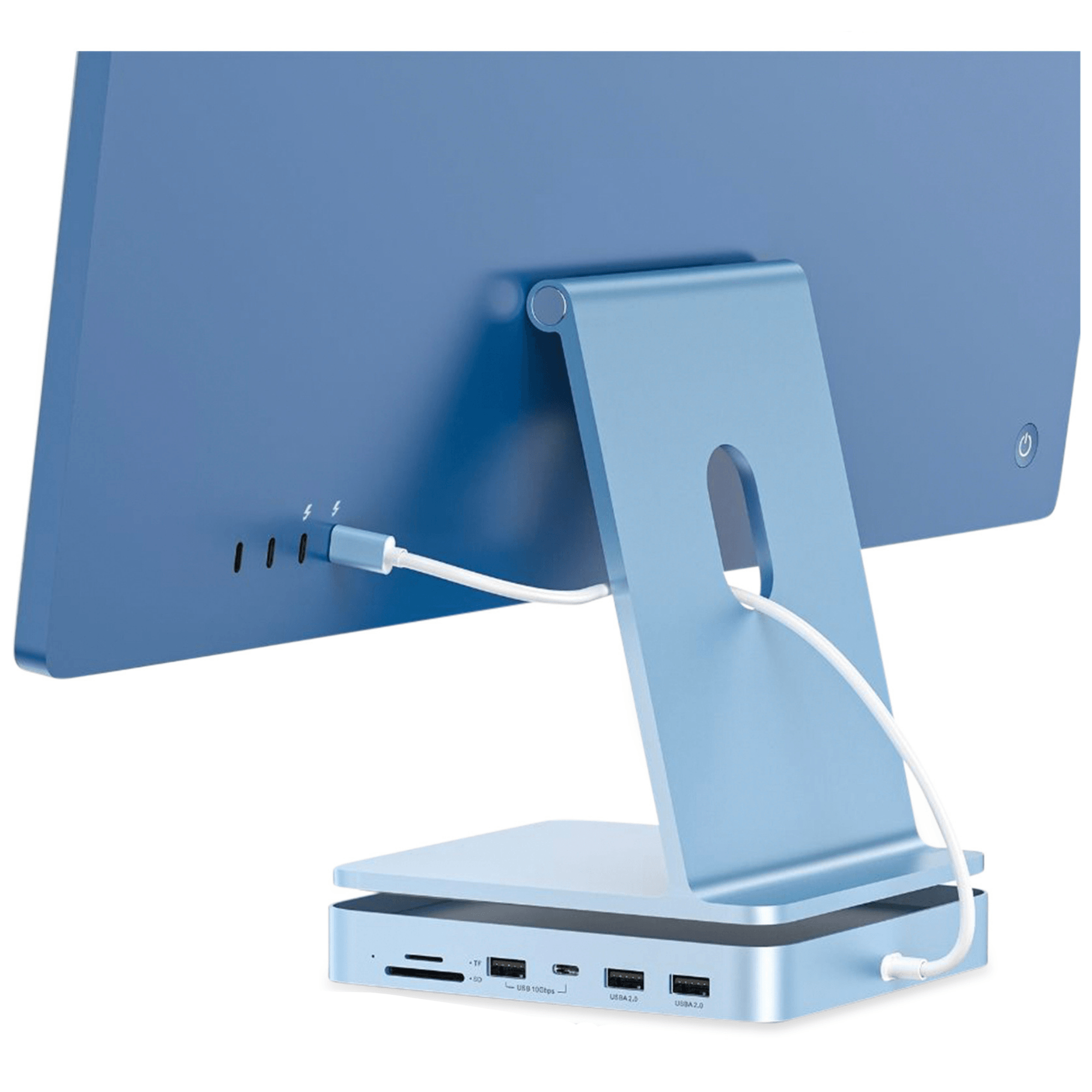 Hub Imac 24 inch Vixev, 7 in 1 Slot M.2 Sata, NVMe SSD, TF, SD, 2x USB A 2.0, 1x USB A 3.2, 1x USB C 10Gbps, Albastru