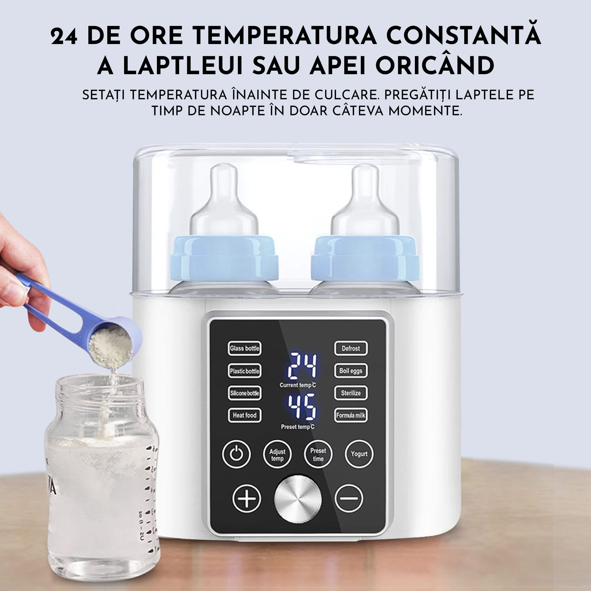 Incalzitor Biberoane Vixev, Sterilizator Multifunctional 12 in 1, Fara BPA, Afisaj LED, Negru - 4 | YEO