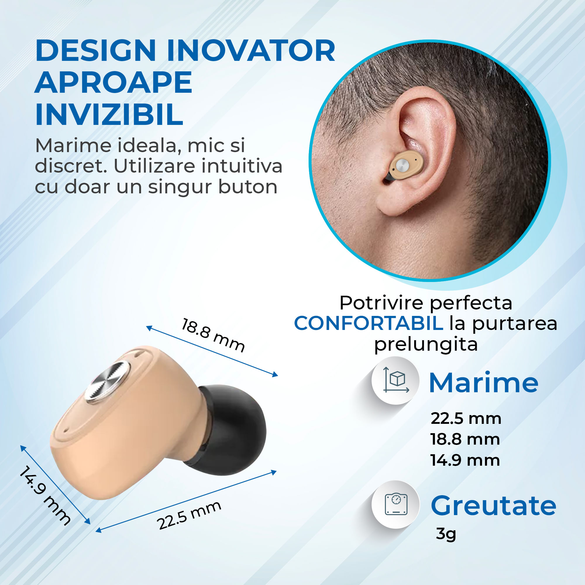 Aparat Auditiv cu Acumulator Vixev, set, Volum Reglabil, Amplificator Sunet Intraauricular, Hipoacuzie Medie-Severa - 4 | YEO