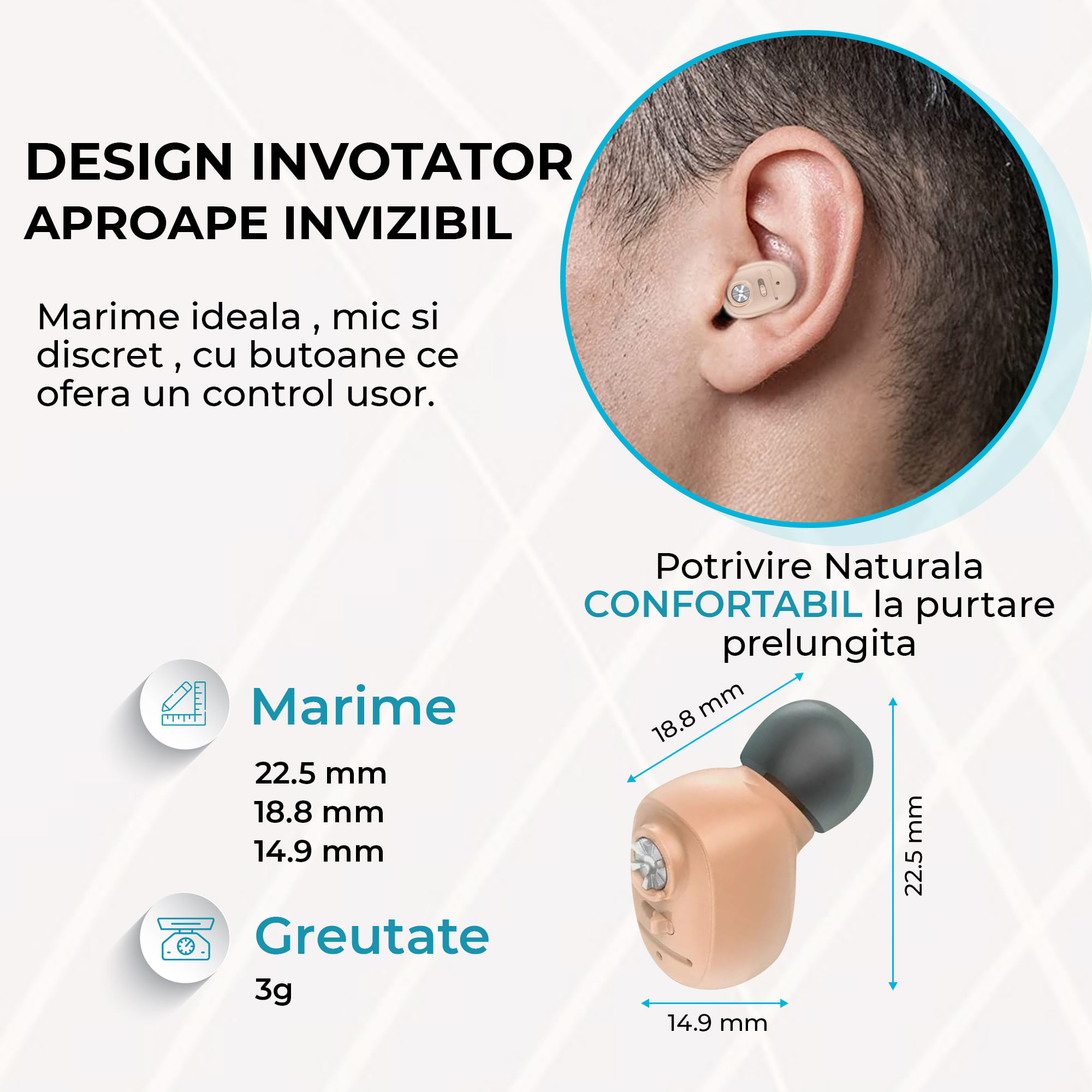 Aparat Auditiv cu acumulator, reincarcabil, Vixev, Volum reglabil 130 dB, Hipoacuzie Medie-Severa, 4 adaptoare urechi - 2 | YEO