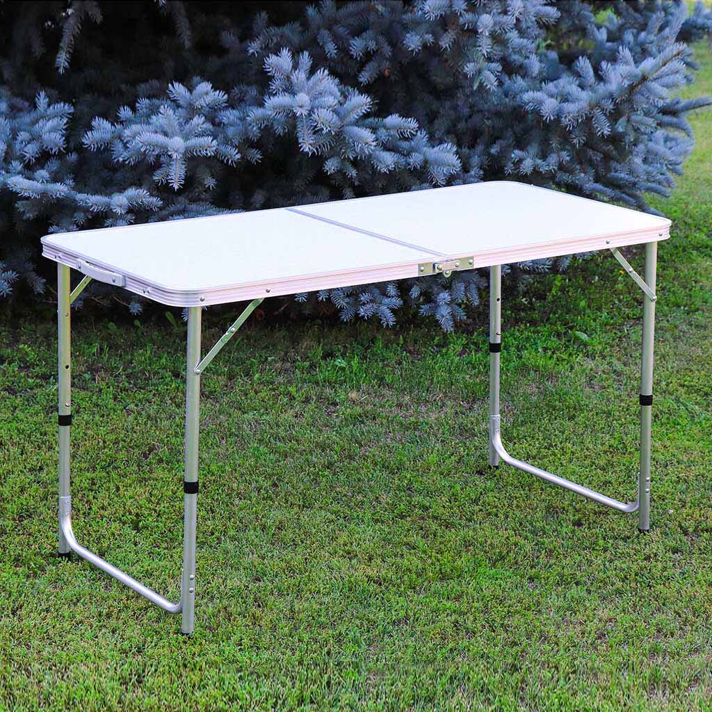 Masa pliabila din aluminiu cu blat mdf pentru picnic, dimensiune 120 x 60 cm