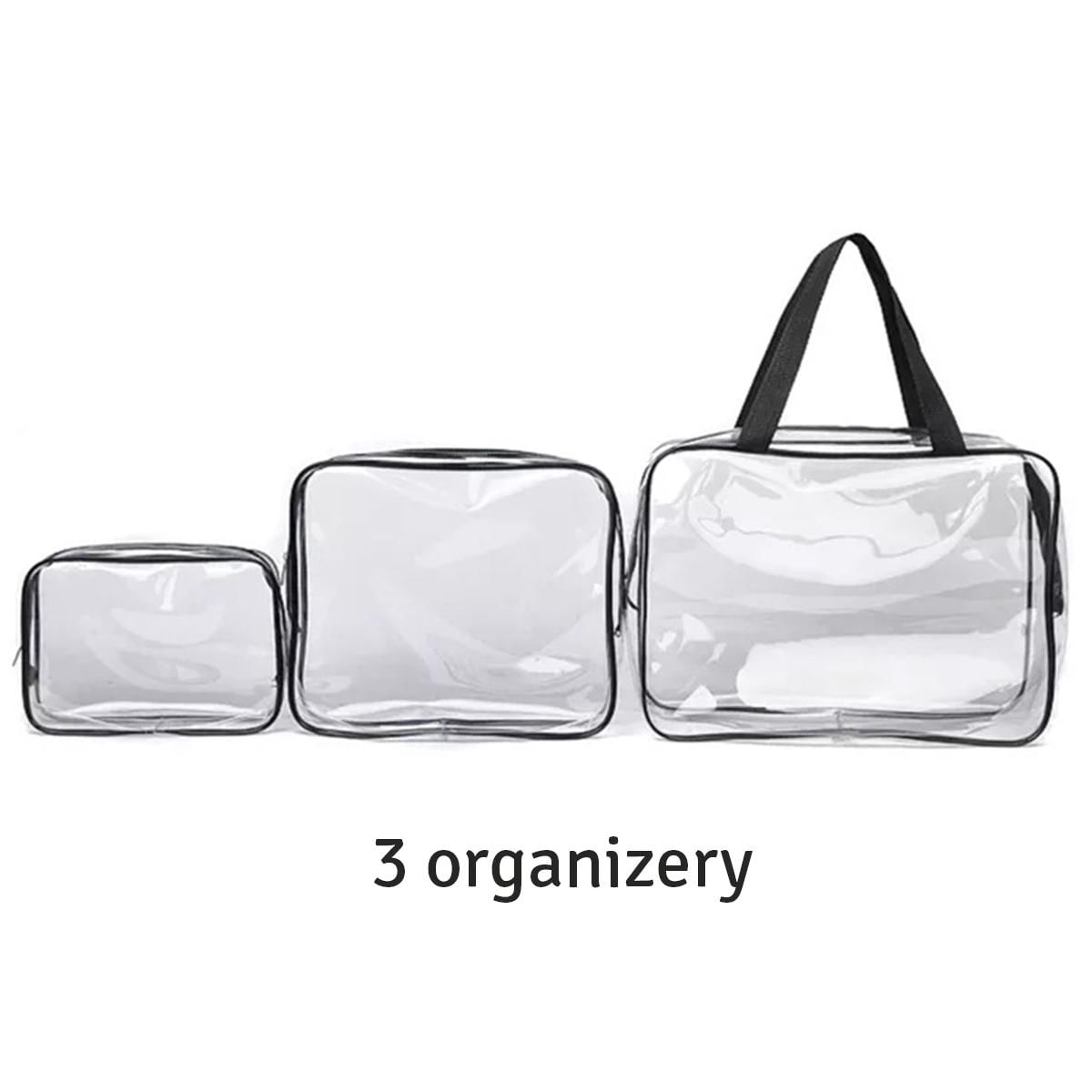 Set 3 organizatoare de cosmetice, transparente, ideale pentru calatorii - 4 | YEO