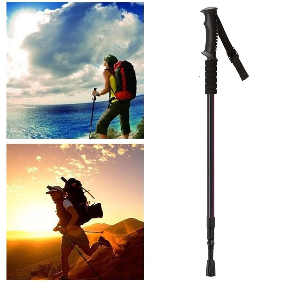 Baston telescopic pentru drumetii "nordic walking", antishock, lungime 110 - 135 cm, culoare neagra