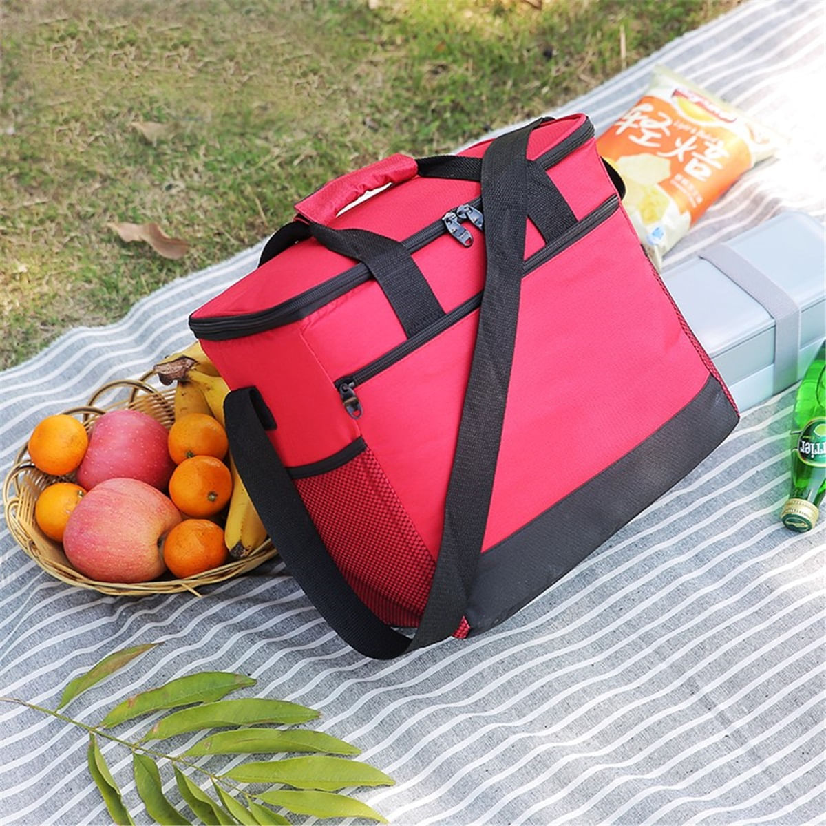 Geanta termoizolanta pentru picnic sau plaja, capacitate 16l, culoare rosie - 1 | YEO