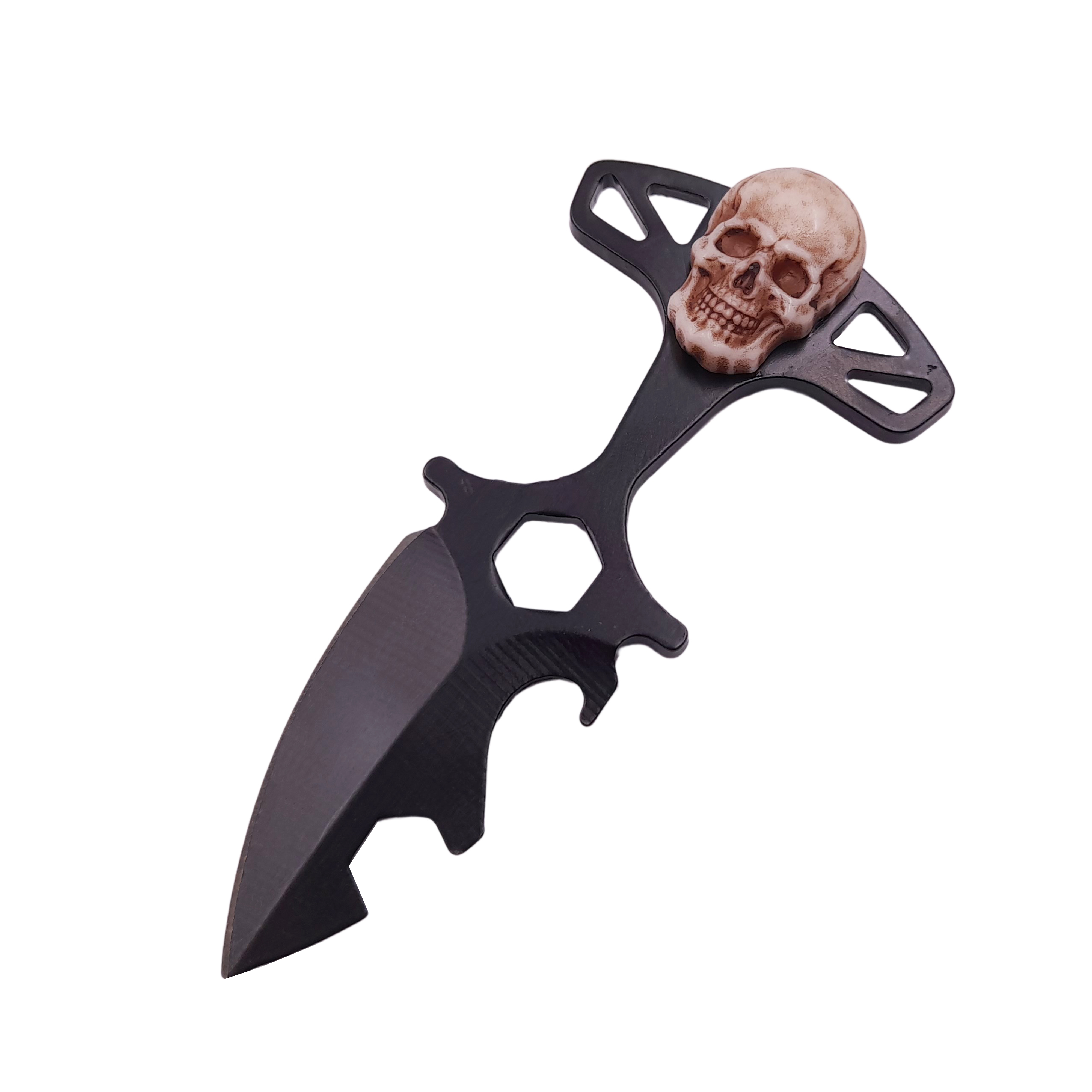 Cutit tactic de vanatoare IdeallStore®, Broken Silence, 8 cm, negru, teaca cu prindere curea - 4 | YEO