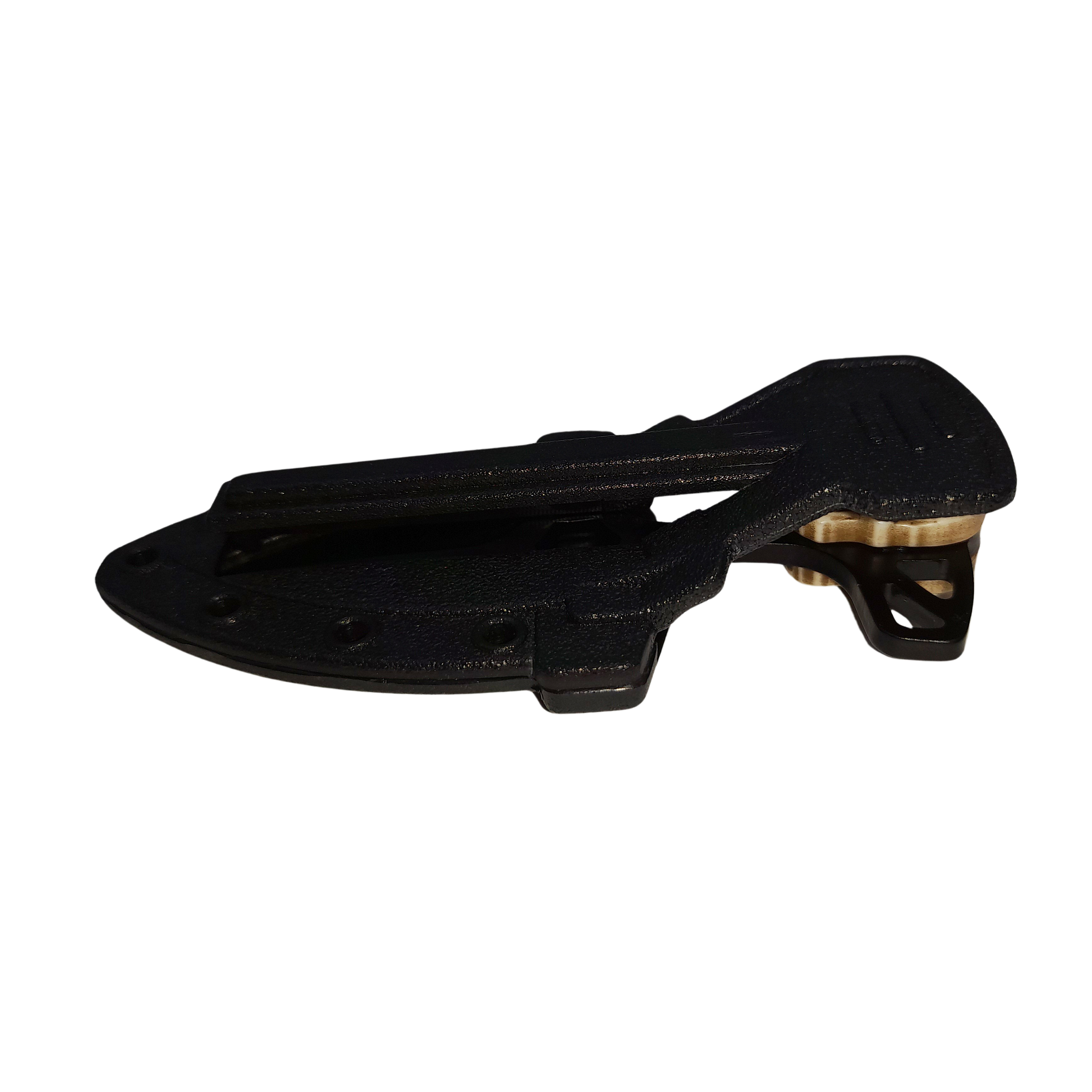 Cutit tactic de vanatoare IdeallStore®, Broken Silence, 8 cm, negru, teaca cu prindere curea
