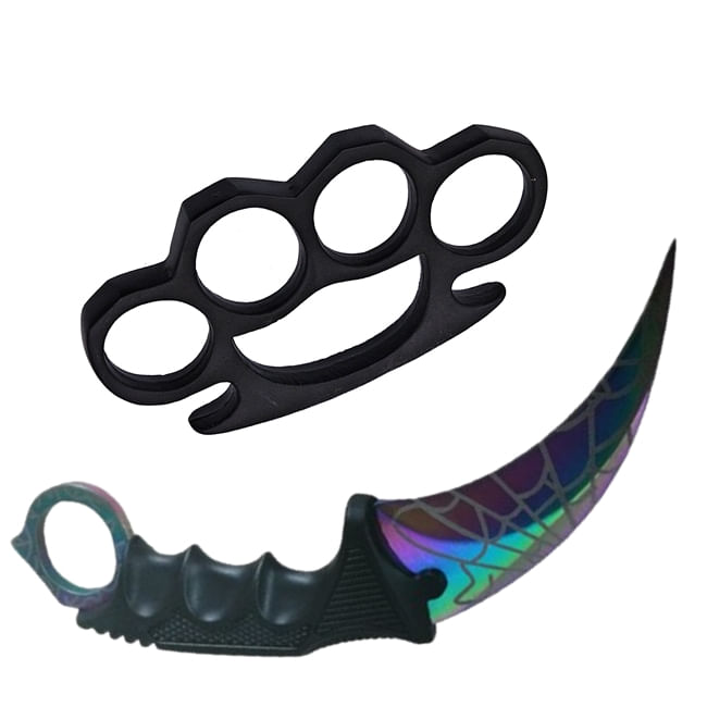 Set Box autoaparare si Cutit Karambit, 18.5 cm IdeallStore® , otel inoxidabil