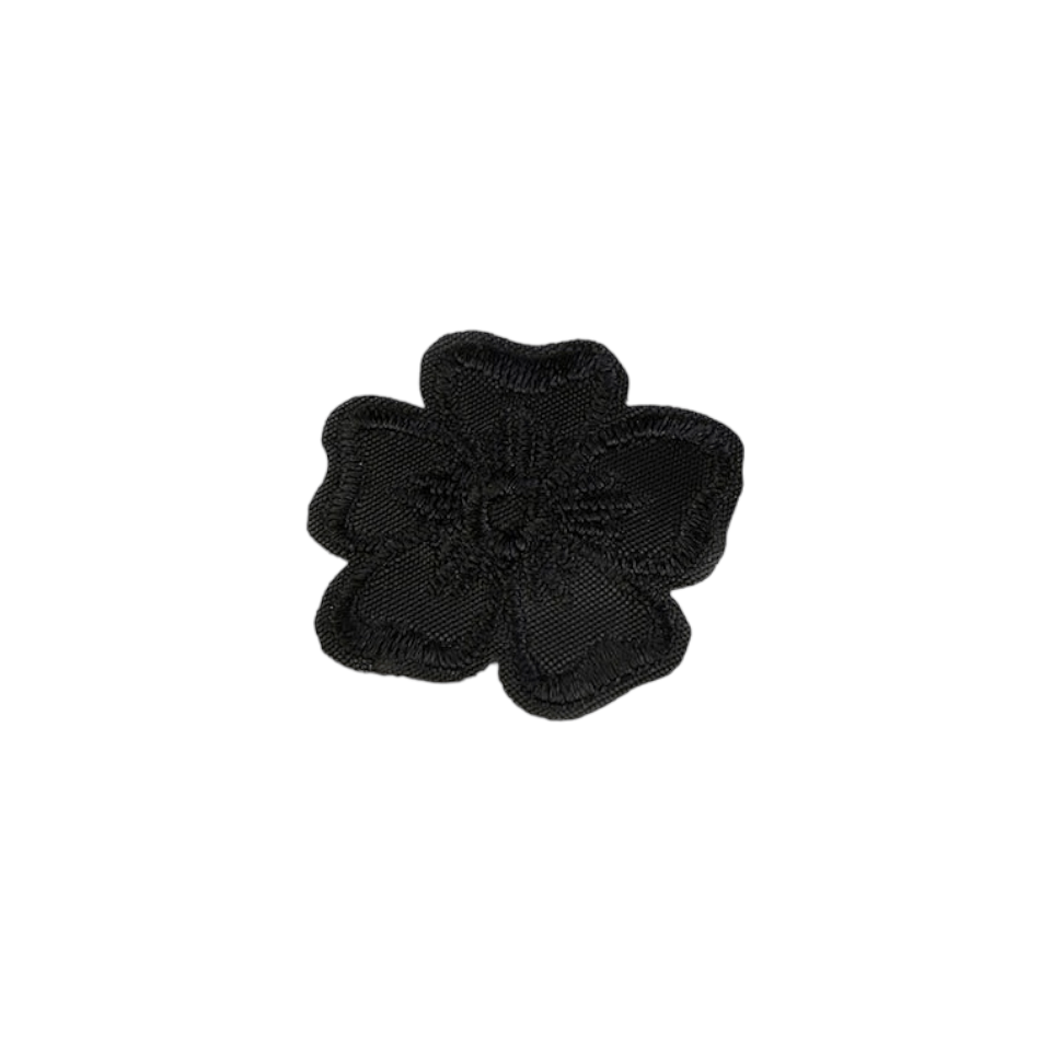 Aplicatie termoadeziva brodata, 35 mm floare Neagra