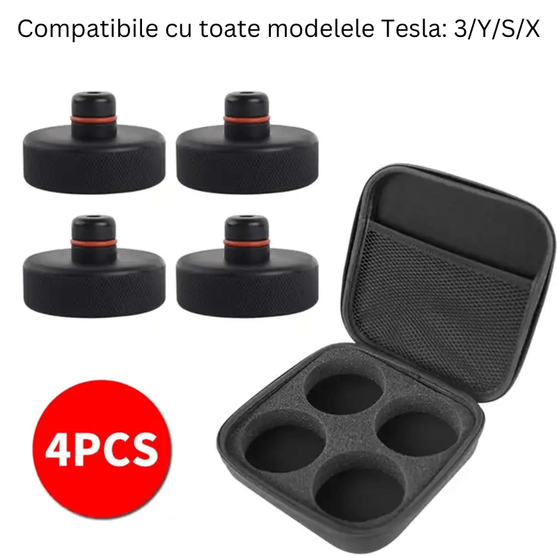 Set 4 pucuri din cauciuc compatibile Tesla Model 3/Y/S/X, geanta pentru depozitare inclusa, BRAGUS®, negre - 4 | YEO