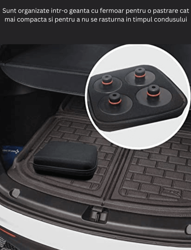 Set 4 pucuri din cauciuc compatibile Tesla Model 3/Y/S/X, geanta pentru depozitare inclusa, BRAGUS®, negre - 3 | YEO