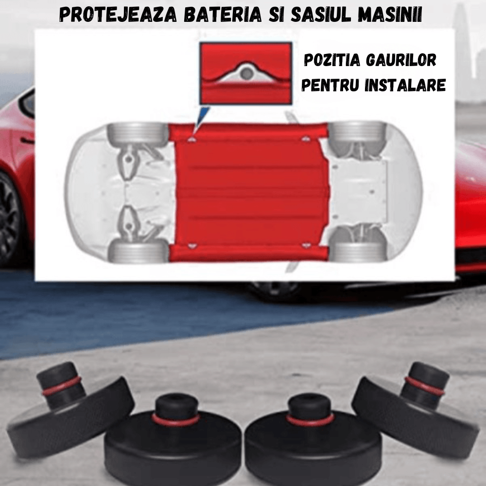 Set 4 pucuri din cauciuc compatibile Tesla Model 3/Y/S/X, geanta pentru depozitare inclusa, BRAGUS®, negre - 1 | YEO