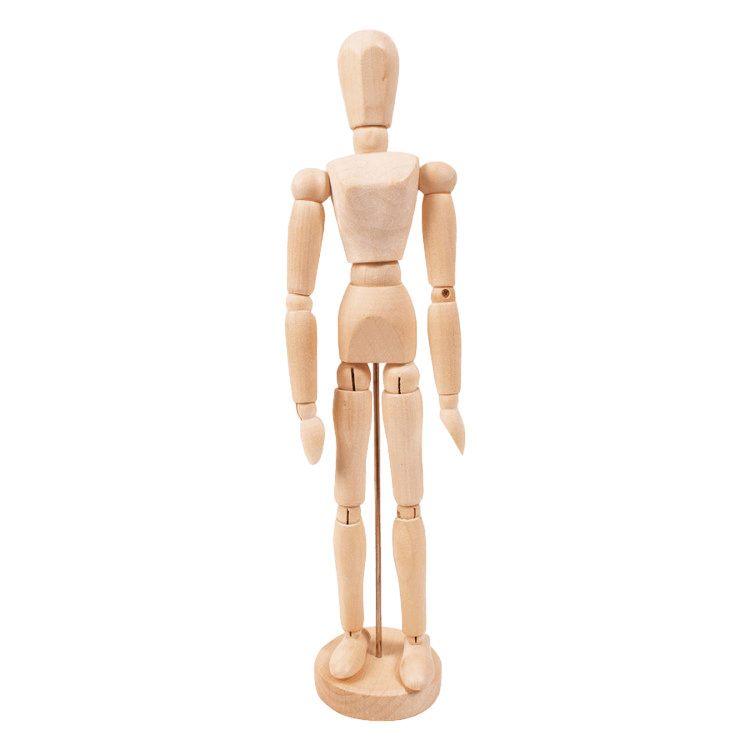 Figurina corp uman cu articulatii mobile, pe suport vertical, pentru pictura, desen