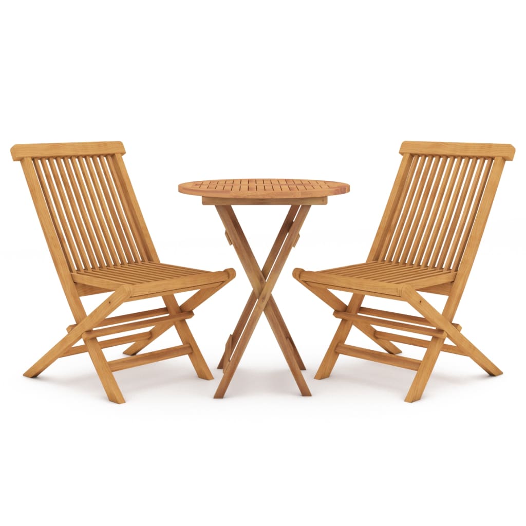 Set mobilier gradina, 3 piese, lemn masiv de tec — imaginea 2