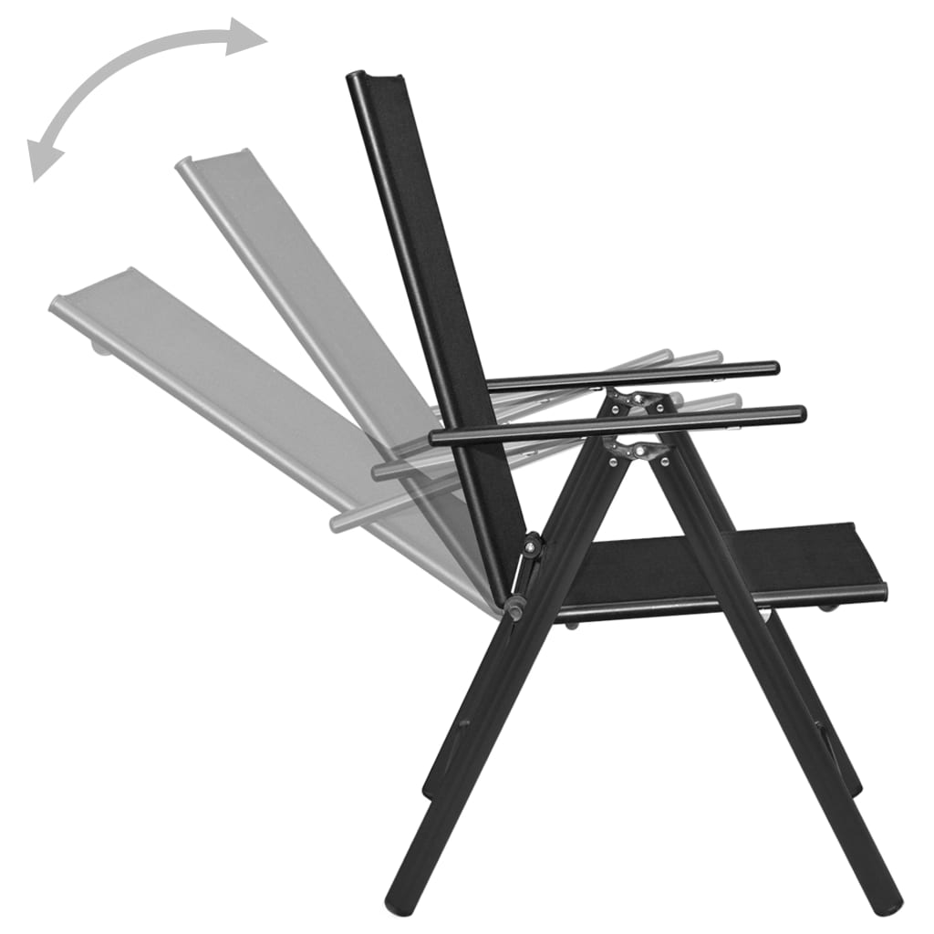 Set mobilier de gradina, 5 piese, negru, aluminiu — imaginea 5
