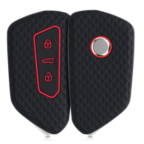 Husa Cheie Auto pentru VW/Skoda/Seat, 3 Butoane, Kwmobile, Silicon, Negru, 55583.01