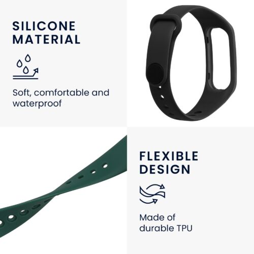 Set 2 Curele pentru Oppo Band Sport, Kwmobile, Negru/Verde, Silicon, 57437.03 - 3 | YEO