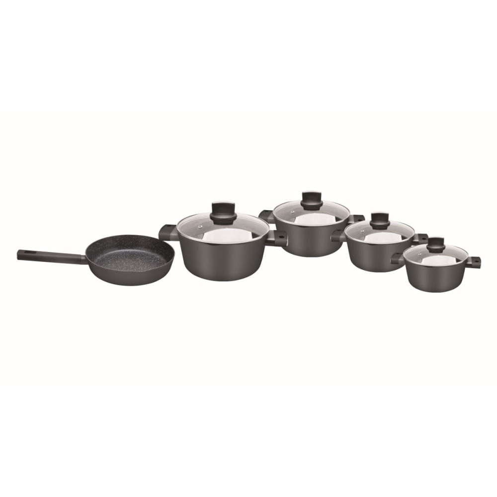 Set de oale Zilan ZLN0942 Negru, cu 9 piese, invelis din marmura si manere fine la atingere — imaginea 4