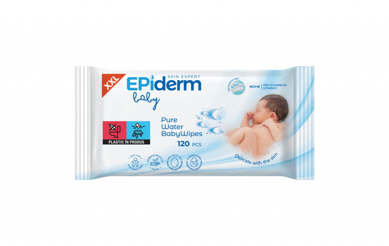 Servetele umede copii Epiderm Skin Expert Water Wipes 120 bucati