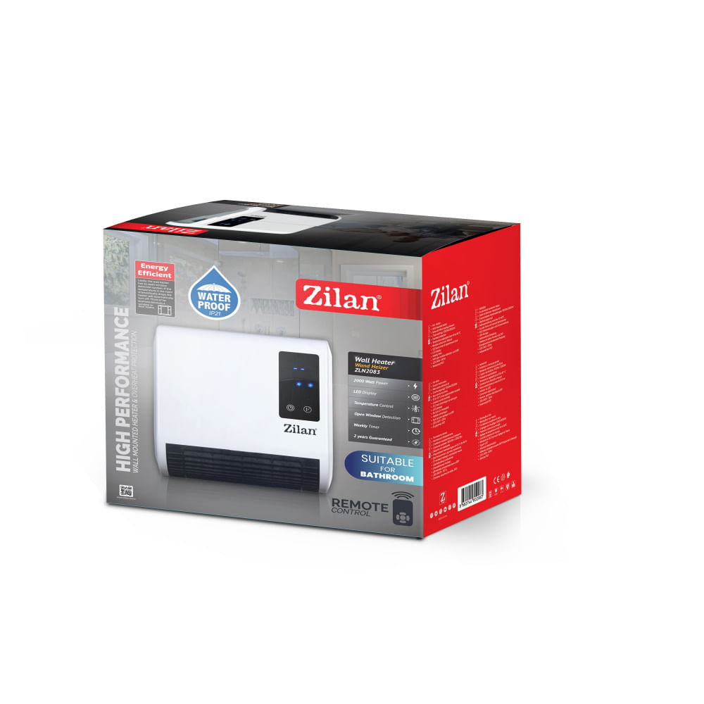 Aeroterma de perete Zilan ZLN2083 Alb, 2000W, display LED, senzori de ferestre deschise, programare saptamanala - imagine 3