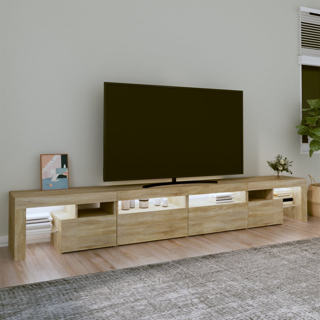 Comoda TV cu lumini LED, stejar sonoma,260x36,5x40cm — imaginea 3