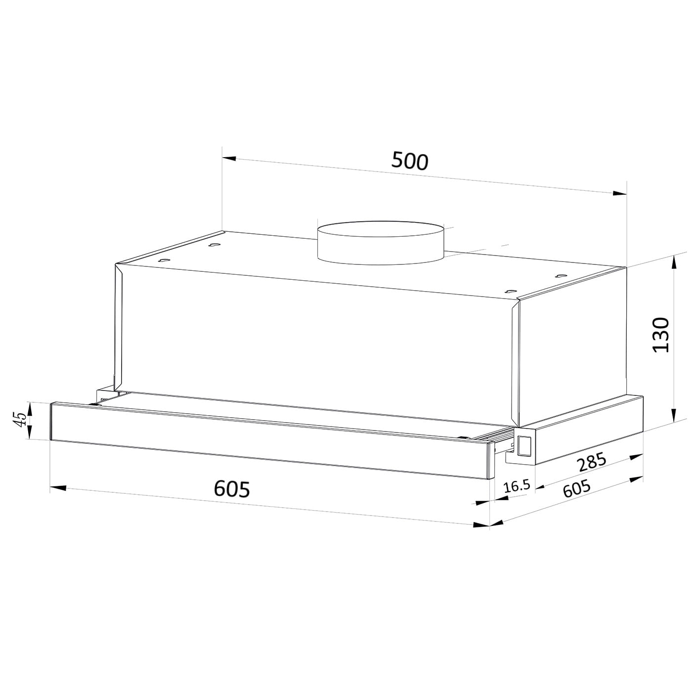 Hota incorporabila Floria ZLN1895, 50x28.5x13 cm parte incastrabila, Putere de absorbtie 450 mc/h, 140 W,. Negru - 1 | YEO