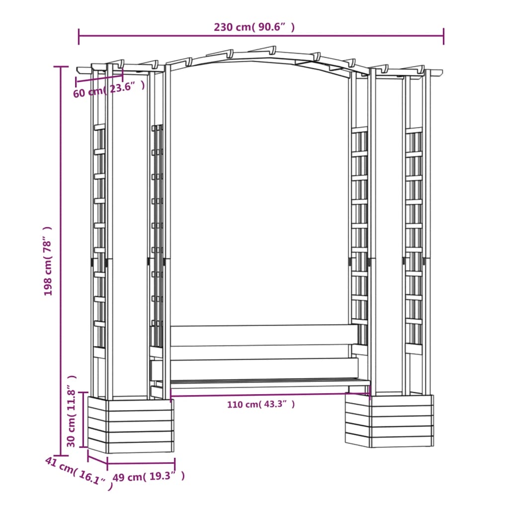 Pergola de gradina cu banca si jardiniere lemn masiv pin tratat - 5 | YEO