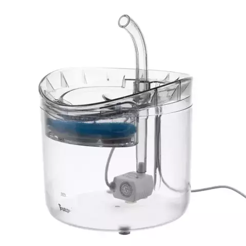 Fantana Automata de Apa pentru Animale de Companie, 2L, Filtru 3 Straturi, Transparenta, 16,5 x 22 cm - 1 | YEO